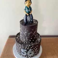 This cake is ready for a 70s themed party.