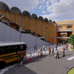 These renderings show the overall architectural vision for Urban Gurukul in Bangalore. The design uses organic forms and natural materials to create a K-12 school that feels rooted in its cultural heritage while providing modern, flexible learning spaces for students.