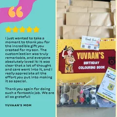 This parent was thrilled with the custom police-themed return gift we created, which included a personalized coloring book and a badge painting kit. We love putting thought and care into every detail.