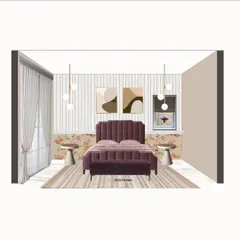 A mood board for a master bedroom in the English Cottage style. I combined rustic elements like floral patterns with modern furniture to create a space that feels both character-filled and contemporary.