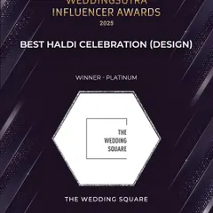 It was an honor to receive the Platinum award for Best Haldi Celebration Design at the WeddingSutra Influencer Awards 2025.