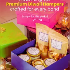 We craft our premium Diwali hampers for every bond you share. This vibrant box is filled with our signature dips and crackers, making it a thoughtful gift for family, friends, and colleagues.