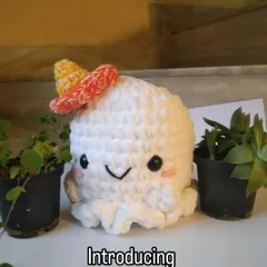 Meet Boo-boo, the friendliest ghost you’ll ever meet! This little amigurumi ghost, complete with a tiny hat, is handmade with love and is more cute than spooky. He’s a great quirky gift or decoration.