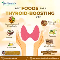 This visual guide shows the best foods for a thyroid-boosting diet. Including items like apples, yogurt, avocados, and whole grains can provide essential nutrients for thyroid health.