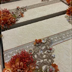 Another angle of the trousseau box embellishments, showing the depth and artistry of the handiwork. I design these to be keepsakes that feel special for years to come.