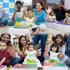 Messy hands and happy hearts! This photo perfectly captures the joy of sensory play at our art parties. We believe that getting a little messy is the best way to learn and create.