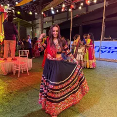 Another shot showing the beautiful flare of my ghagra. I can help you choose the right outfit that not only looks good but is also comfortable for dancing.