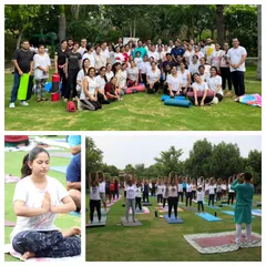 We are more than a class, we are a 'yog parivar' or a yoga family. This collage captures the spirit of our outdoor International Yoga Day celebration, where our community comes together to practice, connect, and share positive energy.