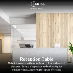 The reception table is the anchor of the space. We design innovative desks that can incorporate brand colors and are spacious enough to welcome multiple visitors at once.