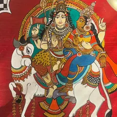 This detailed view highlights the fine brushwork and traditional color palette used to depict Uma Maheshwar. Every element is carefully rendered to honor the artistic traditions that inspire my work.