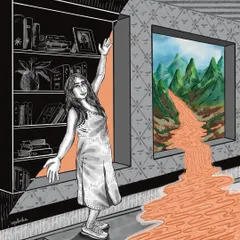 Part of my surreal dream series, this illustration explores how books can be a secret door to another world. I used a mix of detailed pen art and a splash of color to show that escape into imagination, where a river of dreams flows right out of a window.