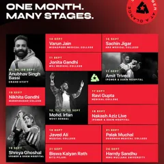 Our September at a glance, showcasing a month filled with shows for artists like Shreya Ghoshal, Amit Trivedi, and Harrdy Sandhu.