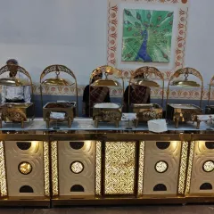 A closer look at our premium live station counters. The elegant design with built-in lighting adds a touch of luxury to the interactive dining experience.