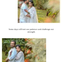 A tender moment captured in a beautiful garden. The couple, dressed in coordinated white outfits, stands out beautifully against the vibrant greenery, creating a serene and elegant portrait.
