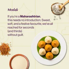 A festive favorite from Maharashtra, the Modak. This image showcases the sweet, soft, coconut-filled dumpling that is a beloved part of our culinary culture.
