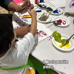 Mess is part of the process! I encourage kids to get their hands dirty and explore different textures and colors without worrying about making a mess.