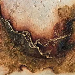 I call this piece 'The Rustic Road.' Using texture paste, sand, and earthy pigments, I wanted to capture the feeling of a weathered, untamed path. The raised golden line that runs through it represents a thread of hope and guidance on a long journey, turning a simple canvas into a story of endurance.