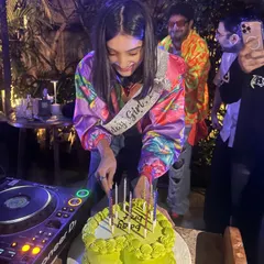 Celebrating my birthday behind the decks, of course. Cutting my cake mid-set is the perfect summary of my life.