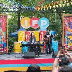 On the colourful stage at the India Film Project festival. Performing for fellow creators and art lovers always has a special kind of energy.