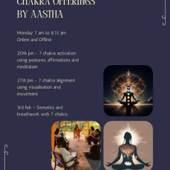 On popular request, I am offering a series of chakra workshops. This poster details our sessions on chakra activation, alignment, and somatic breathwork. It’s an opportunity to begin your mornings with balance, flow, and energetic harmony.