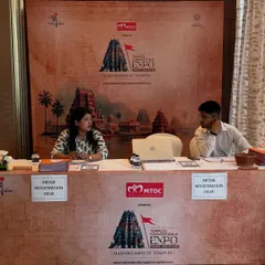 A smooth check in process is crucial. Here is the fully equipped media registration desk I set up, complete with clear signage and organized staffing to ensure an efficient and welcoming experience for all press and attendees.