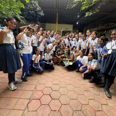 A group photo with the enthusiastic students from Euro School North after their shelter tour. We love seeing their excitement and hope their visit inspires a lifelong love for animals.