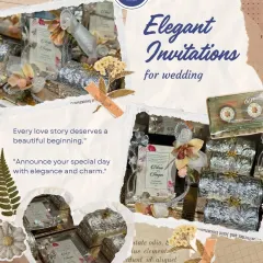 A collage showcasing my elegant wedding invitations. It emphasizes that every love story deserves a beautiful beginning, with designs that are charming and sophisticated.