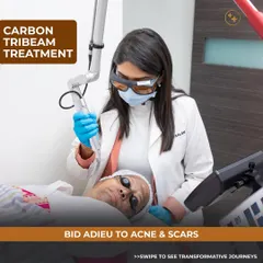 We use state-of-the-art technology like the Carbon TriBeam laser, expertly handled by our dermatologists, to address concerns like acne, scarring, and pigmentation. This treatment works by targeting deeper skin layers to stimulate collagen and reveal a smoother, more even-toned complexion.