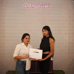 Our founder Vishakha presenting a certificate to a proud graduate. We take great pride in mentoring each student and celebrating their success as they embark on their new careers.