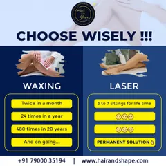 Still stuck in the waxing cycle? Let's break it down. Laser hair reduction requires just 5 to 7 sessions for a long-term solution, while waxing is a lifelong, repetitive cost. We believe in providing a permanent solution, not a temporary fix.