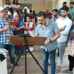 Conducting a live watercolour demonstration on creating light and shadow at Chithrakala Parishath (CKP). It's a pleasure to share my techniques with a crowd of fellow art lovers.
