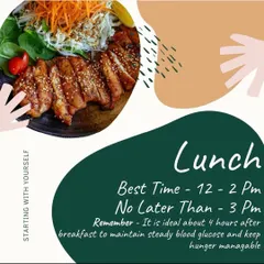 To maintain steady blood glucose and manage hunger, the ideal time for lunch is between 12-2 pm. This is typically about four hours after your breakfast and helps keep your energy levels stable throughout the afternoon.