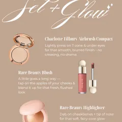 Setting your makeup while keeping the glow is an art. I demonstrate how to lightly press powder on the T-zone and then add back radiance with a cream blush and a soft highlighter on the cheekbones.