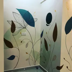 This floral mural was designed to bring a sense of calm and nature into a client's home. I love how the artwork wraps around the corners, creating an immersive, gentle feel. The combination of solid colors and fine-line details adds depth and elegance.