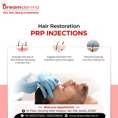 This visual explains exactly how my PRP injections work to restore hair. The treatment enlarges the size of existing hair follicles for thicker hair, triggers dormant follicles to start growing again, and helps prevent existing hair from falling out. It's a three-pronged approach to combating hair loss.
