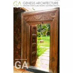 An entrance should tell a story. This antique carved wooden door opens into a 3-acre farm retreat we developed, where we planted 250 native trees to create a thriving habitat for local birdlife, turning a simple path into a journey.