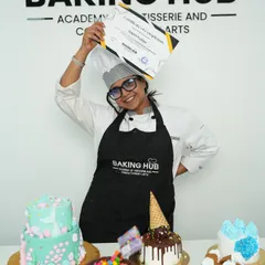 This is the best part of my job. Seeing a student, who started the week a little nervous, proudly holding her certificate and surrounded by the amazing cakes she made herself. This is the confidence and skill you gain at our academy.