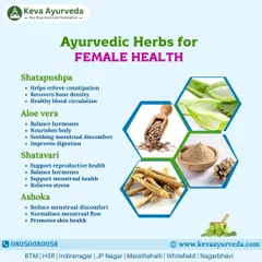 Discover powerful Ayurvedic herbs for female health. Shatavari supports reproductive health, Ashoka helps normalize menstrual flow, and Aloe Vera helps balance hormones.