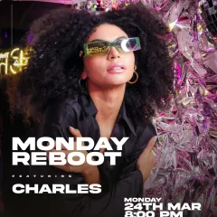 Another 'Monday Reboot' flyer, showcasing the fun, retro vibe of the night. We always keep it fresh.
