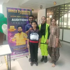 With my students at the auditions for the 'Dance Dynamite' National Dance Championship. We encourage and prepare our students for competitive platforms.