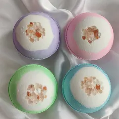 Relax and unwind with our rock salt bath bombs. These are designed to soothe sore muscles and detoxify the skin, available in a variety of colors and fragrances.