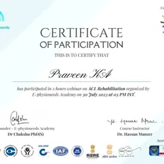 I recently completed a workshop on ACL rehabilitation. I believe in constantly updating my knowledge to better help clients recover from injuries.