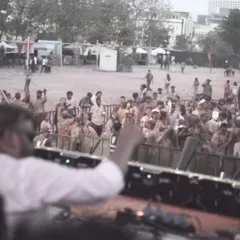 A view from the stage of the massive Holi crowd. The energy was absolutely electric.