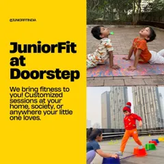 We bring the fun and fitness to you. Our "JuniorFit at Your Doorstep" service offers customized sessions at your home or society, making it easier than ever to keep your little one active.