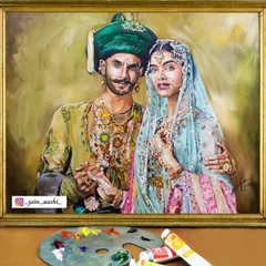 A large-scale oil painting inspired by the movie Bajirao Mastani. Recreating the iconic look of Deepika Padukone and Ranveer Singh with this level of detail was a fantastic artistic challenge.