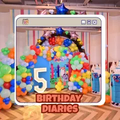A vibrant Numberblocks theme party setup, perfect for little learners. We use colorful balloon arches, character cutouts, and a light-up number to create an immersive and educational party environment.