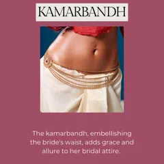 A guide to the Kamarbandh, or bridal waistband. This traditional piece of jewelry embellishes the bride's waist, adding a beautiful element of grace and allure to her bridal attire.