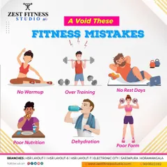 Avoid these common fitness mistakes to maximize your results and prevent injury. We teach our clients the importance of a proper warmup, good nutrition, hydration, rest days, and correct form over ego lifting.