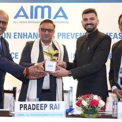 Being felicitated by Senior Advocate Pradeep Rai during the AIMA national program on CVC guidelines.