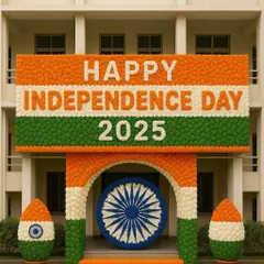 For national holidays like Independence Day, we construct large-scale floral installations. This entrance arch uses a tricolor theme of saffron, white, and green flowers to create a patriotic and celebratory atmosphere for societies, schools, and corporate offices.